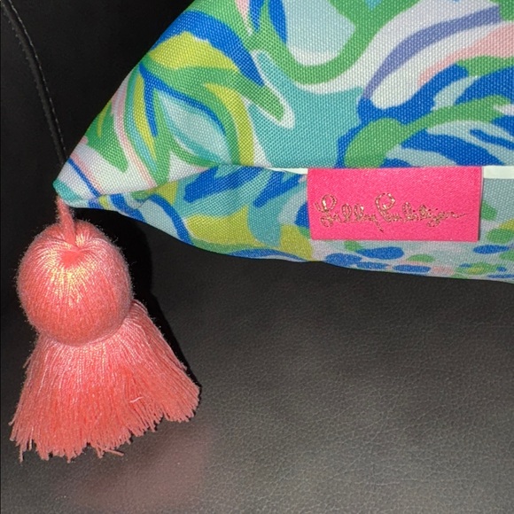 Lilly Pulitzer Feline Good Pink Tassel Throw Pillow - Picture 2 of 3